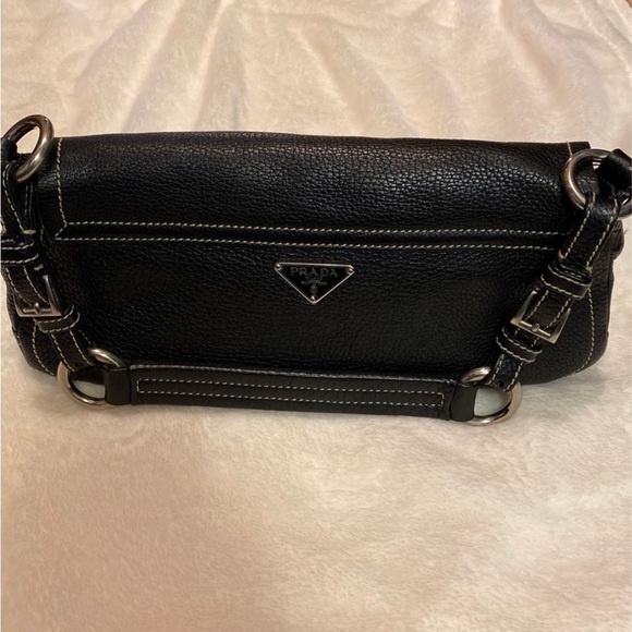 Prada Black Leather Designer Shoulder Bag Authentic - Picture 1 of 12